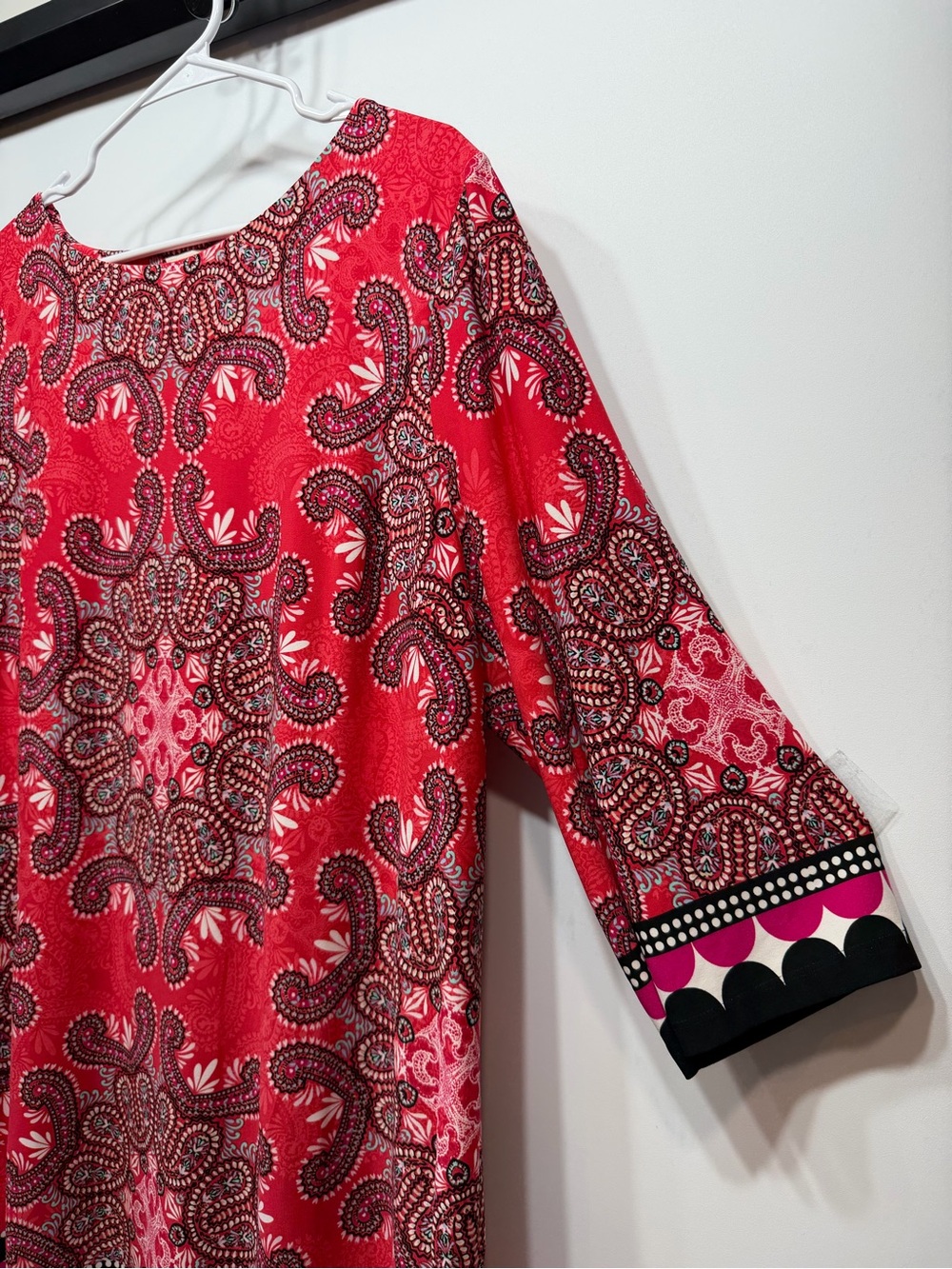 Chico's Red Pink and Black Paisley-Print Midi Dress - Picture 6 of 11